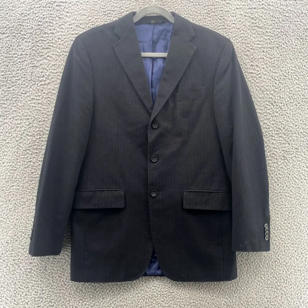 Banana Republic Blazer Mens 38R Black Pinstripe‎ Modern Corpcore Office Academia